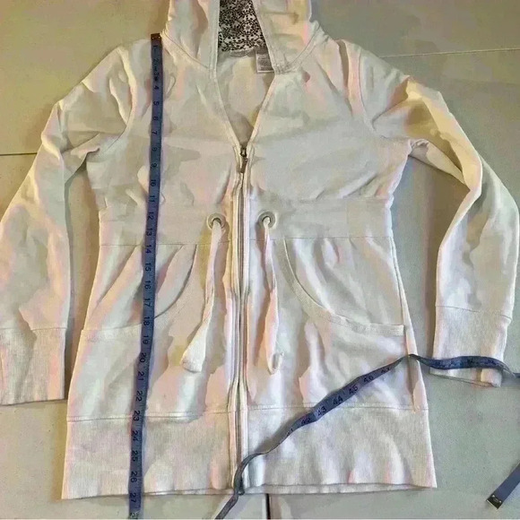 Danskin Now Womens Size M (8/10) White Full Zip Run Walk Sweatshirt Hoodie - Picture 5 of 8